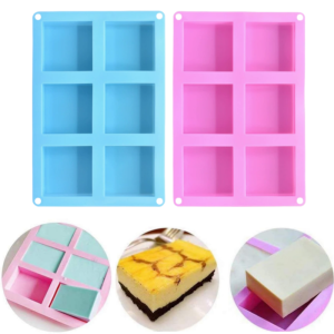 6 Cavity Bar Soap Silicone Molder DIY Candy Cake Handmade Soap Molds Ice Cube Trays DIY Moulder Chocolate DIY Mold Handmade Soap Mold