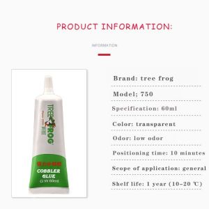 60ML Tree Frog Shoe Glue Quick-Drying Shoe Repair Glue Special Adhesive Agent For Sneakers Non-toxic Tasteless Waterproof Fully Transparent Super Strong Shoe Glue Adhesive Glue for Repairing