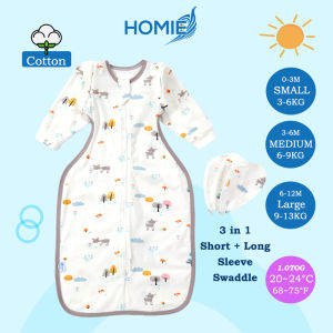 HOMIE 3in1 Baby Swaddle Sleeping Bag / Ultra Soft Bamboo and Cotton Newborn Swaddles