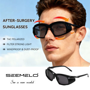 SEEMELO แว่นตากันแดด Pelindung Mata เหมาะกับการผ่าตัดต้อกระจกแว่นกันแดดโพลาไรซ์ TAC ผ่าตัดสายตาสั้นป้องกันละอองเรณูป้องกันการเกิดฝ้าป้องกันทรายกันลมเลนส์รักษาแว่นนิรภัยของผู้ชายผู้หญิง
