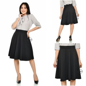Rok Pendek Hitam Midi Skirt A line 3 4 Wanita Pinggang Karet Bahan Scuba Premium Strech Dan Melar High Quality Rok A Line Pendek Midi Skirt Hitam Casual Murah