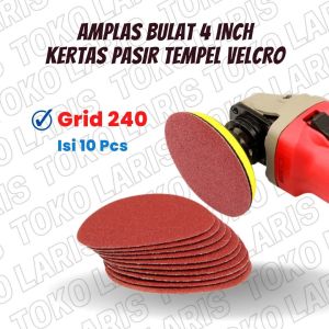 [10 PC] AMPLAS AMPELAS KERTAS PASIR BULAT TEMPEL VELCRO GRENDA GRINDA GURINDA 4" 4 INCH GRIT 60 80 100 120 150 240 400 SANDER SANDING