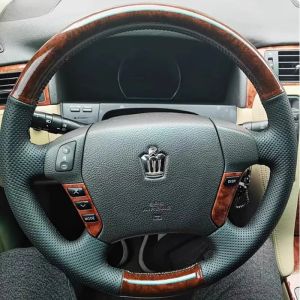 Kaly car Steering Wheel Cover for Toyota Crown 2007 2008 2009 2010 Braid Red peach wood leather Carbon fiber car Accessory Y5R7K