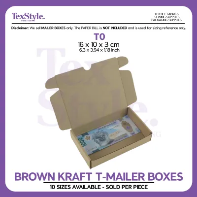 Textstyle T-Mailer Box Corrugated Mailer Brown Kraft Box Packaging Shipping box Gift Box - 8 Sizes