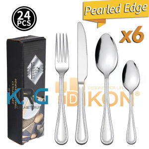 Elegant Cutlery Set 24pcs Stainless Steel Flatware Forks Spoons Knives Tableware Dinnerware Utensils for Daily Use