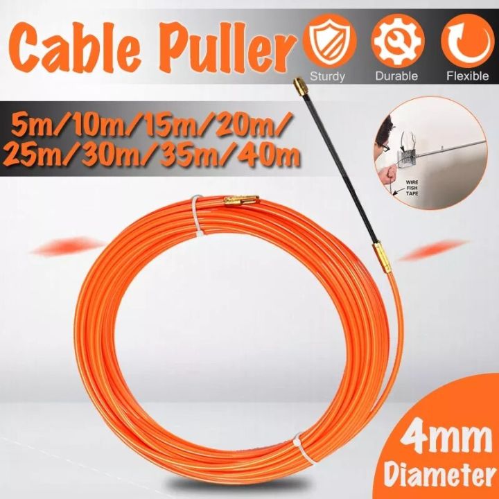 12.12 Lowest Price】5/10/15/20/25/30m 4mm Fiberglass Wire Cable Cable Puller  Duct Rodder Nylon Fish Tape Reel Rod Electric Push Metal Wall Wire Conduit  Holder Kit