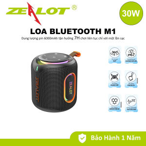 Loa bluetooth di động ngoài trời Zealot M1 Mini chuyên nghiệp công suất 30W loa siêu trầm di động đèn LED không dây âm thanh Hifi - Hàng chính hãng