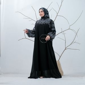 SABRINA FASHION - Sabiyah Dress Set Hijab Segiempat Bahan Ceruty Armani Baju Gamis Motif Lebaran COD