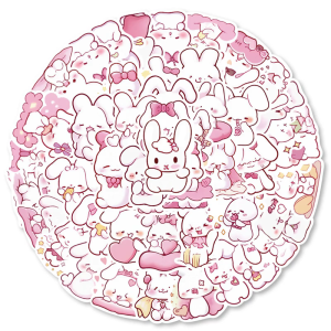 สติกเกอร์กระต่าย50รางวัลสำหรับเด็กกันน้ำสติ๊กเกอร์สวยงามสำหรับสมุดภาพสมุดบันทึกงานโทรศัพท์กีตาร์แล็ปท็อป