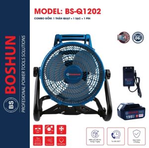 Quạt tích điện 12 INCH Boshun Dùng Pin Siêu Khoẻ Hoạt Động Nhiều Giờ Lõi Đồng 100% MẪU MỚI Để Bàn
