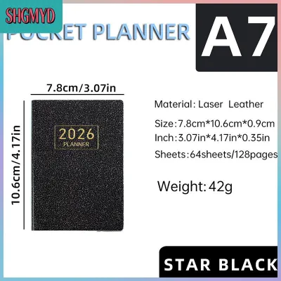 【SHGMYD】 สมุดแพลนเนอร์2026สมุดแพลนเนอร์สมุดรายวันรายสัปดาห์ขนาด A5พร้อมเคสหนังเทียมสำหรับนักธุรกิจศึกษา