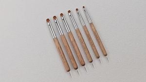 Kolinsky French Tip Nail Art Brush Solid Wood Handle Gel Acrylic Nail Dotting Tool for Mani Clean Up and Dotting Mani Tool Professional Nail Brush - Size 6 1.0 Count