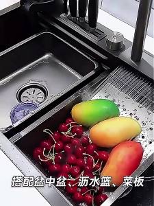 Nano Kitchen Sink SUS304 Stainless Steel Single Bowl Sink Set with Pull-Out Faucet & Drain AccessoriesFast shipping