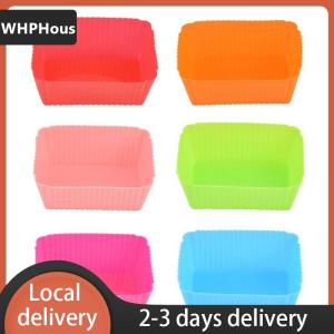 [COD] WHPHous Ship within 24 hours 6PCS Cake Mold Silicone Rectangle Soft Muffin Cupcake Liner Bake Cup Mold Candy Mold Bakeware Baking Dish
