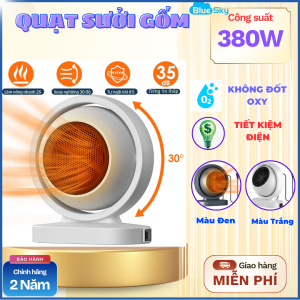 Quạt sưởi gốm Công suất 2000w Kiêm Máy sấy quần áo Máy sưởi mini phòng ngủ phòng tắm an toàn cho bé không đốt oxy có 3 chế độ gió điều chỉnh 90 độ