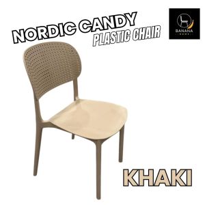 Kerusi Nordic Candy 4 PCS Stackable Plastik Anti-Slip Kerusi Makan Cafe Rumah Office Kerusi Modern