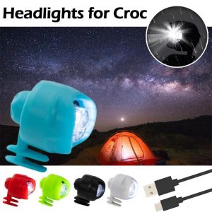 CHUAN 1PC Funny Shoe Accessories Light Modes Rechargeable Running Shoes Decoration Clog Sandals Headlights For Croc Shoes Charms