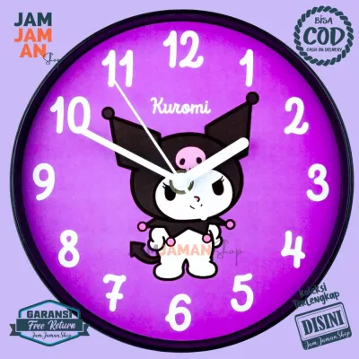 Jam Dinding Analog Kuromi Hiasan Kamar Anak Anak Kuromi NN2202-1088 Murah Kuromi Original TANPA KACA