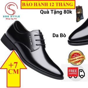 Giày Tây SOE Style ĐƯỢC THỬ GIÀY Giày tây nam tăng chiều cao 7cm buộc dây Da Bò THẬT Tặng Tất (Vớ) Chống Hôi Chân 80k
