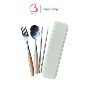 Bộ Muỗng Đũa Nĩa Inox Cán Gỗ Sồi Cao Cấp Kèm Hộp Đựng Cá Nhân CarynLAZADA