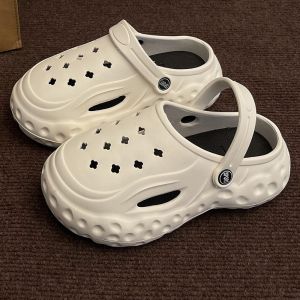 [Free Shipping] High-Heeled Thick-Soled Clogs For Women Summer Korean Version Cartoon Strawberry Bear Design Open-Toed DIY Accessories Clogs