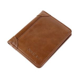 I2H67 Solid Color 2 Fold Wallets Urban Recreational Style Leather Mens Short Wallet Fashion Soft Pocket Purse Men