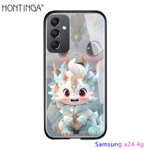 เคส Hontinga ปลอกสำหรับ Samsung Galaxy A25 A05 A05S A24 A30 A31 A32 A33 A34 A42 A50 A51 A52 A52S A53 A54 5G 4G เคสลายมังกรจีนปีใหม่กระจกเทมเปอร์เคสหลังแข็ง
