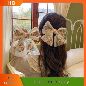 HB New Embroidered Bow Hairpin Lace Hair Clip Sweet Back Of The Head Duckbill Clip Fashion Hair Accessories For Girl Woman