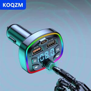 [COD] KOQZM Q7 Bluetooth 5.0 Sạc Xe Hơi Xe Hơi FM Transmitter Bluetooth Hands Miễn Phí LED Ánh Sáng MP3 Máy Nghe Nhạc Đúng 3.1A Kép Cổng USB Pd Sạc