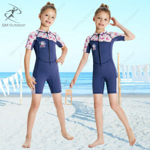 2.5MM Neoprene Surf diving suit for kids girls Keep Warm Full Wetsuit surfing swimming Scuba Diving pink