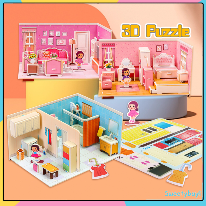 Puzzle 3D Diy Miniatur Rumah Mainan Puzzle Edukasi Anak Jigsaw