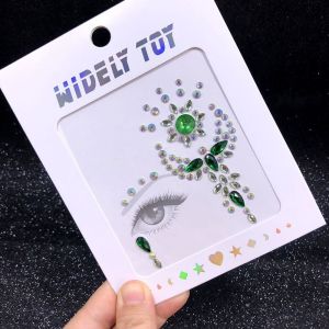 FGJHD Waterproof 3D Rhinestones Sticker Fake Tattoo Glue Free Temporary Tattoo Sticker Gemstones Colorful Crystal Facials Sticker Women