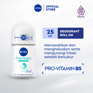 NIVEA Deodorant Roll On Brightening Happy Shave 25ml - Deodoran wanita mencerahkan mencerahkan brightening ketiak halus mulus mengurangi iritasi setelah bercukur - Vitamin C Pro-vitamin B5 Aloe vera 0% alkohol cocok semua jenis kulit