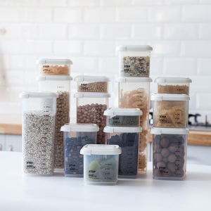 Plastic Transparent Food Storage Box Canisters Tank Airtight Kitchen Refrigerator Container Sealed Can Bekas Makanan Kering Rempah Kedap Udara Peti Sejuk