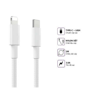 1 dây sạc nhanh 20w dây dù siêu bền không nóng máy an toàn ổn định cho điện thoại Ip 6 -14