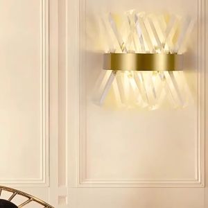 SXH  Modern Living Room Light Luxury Crystal Creative Wall Lamp Nordic Bedroom Bedside Lamp Simple Personality Corridor Staircase Wall Lamp