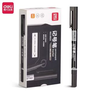 【SG Stock】Deli Double‑Tip Permanent Marker Dual Head Quick‑Dry Waterproof Marker Pen