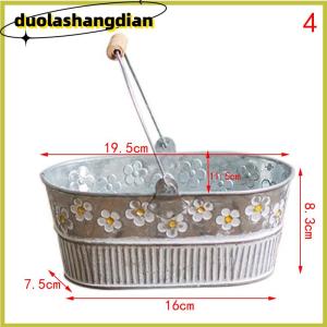 [Duola] Vintage Iron Flower Pot Desktop Flower Vase Plant Flowerpot Balcony Plant Bucket