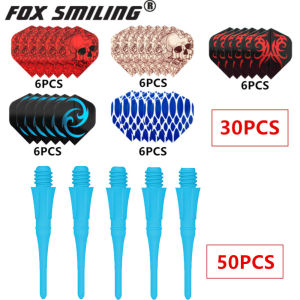 50PCS 25mm 2BA Nylon Dart Pin Soft Tip Darts Needle Point Accessories With 30PCS Flights Feathers