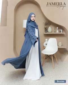 Jameela Abaya Set Bahan Crinkle mix bordir Dress Cantik Elegan Kondangan Terbaru