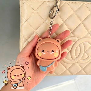 Aoduoyaya Cartoon Face Changing Keychain Set Cute Panda Bear Fidget Toy Bag Charm Key Ring Gift