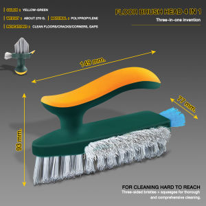 4 in1 Upgrade Floor Cleaning Brushes Removable Rotatable Household V-Bristles Long Handle Floor Scrub Brush with Small Clips Widely Used Variety Of Kitchen Swimming pool Bath Lobby Deck Garage Windows Crevice Brush