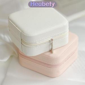 Heabety Mini Jewelry Organizer Display Travel Jewelry Zipper Case Boxes Earrings Necklace Ring Portable Jewelry Box Flip Top Storage