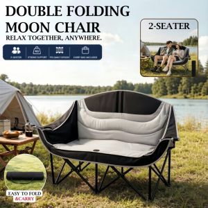 Oversized Folding Double Camping Chair - Folding Camping Loveseat for Outdoor Lawn Beach
