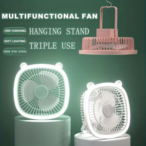 Multi-functional Desktop Fan & Table Lamp with LED Light USB Rechargeable Portable Ceiling Fan