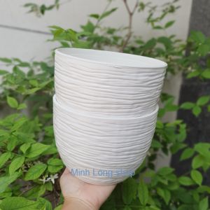 Bộ 02 chậu sóng tròn 17x13cm trồng hoa nhựa dày đẹp