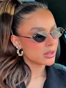 Retro Metal Oval High-End Small Frame Versatile Sunglasses Trendy Fashion Outdoor Sun Protection Glasses