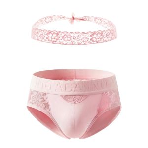 CMENIN ADANNU 2Pcs Popular Nylon Jockstrap Underwear Man Brief Soft Slip Mens Panties Briefs Men Underpants Top Lace-up lingerie set AD408+AD424
