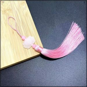 Chinese Ancient Style Elegant White Jade Lotus Flower Tassel Clothing Waist Belt Car Pendant Hairpin Accessories