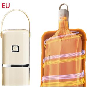 JIYAN2866 US/EU Portable Clothes Dryer ABS Timer Function Electric Drying Machine Beige Foldable Dryer Machine Portable